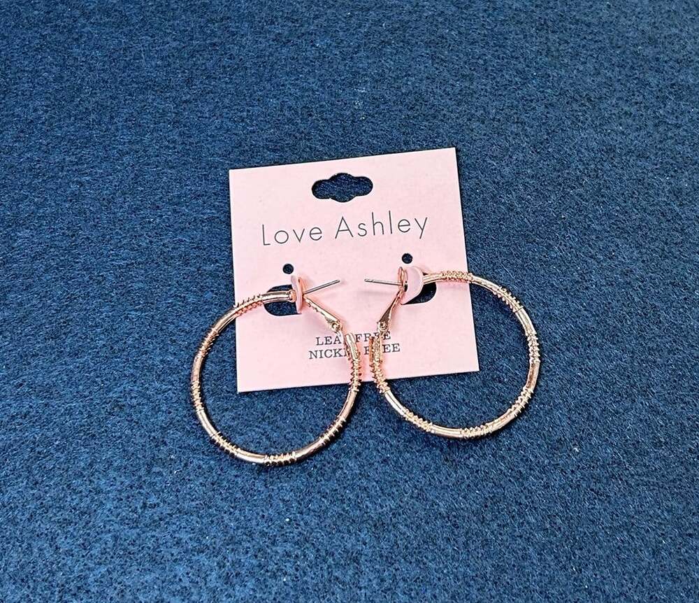 NEW Love Ashley Copper Tone Large Hoop Textured Pierced Earrings